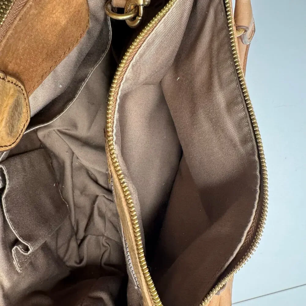 J Crew Peyton Brown Satchel Purse Bag Brown Soft Leather Tassels (READ)